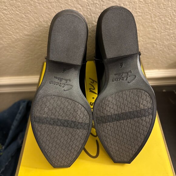 Cowboy Booties Circus by Sam Edelman Josephina Shiny Black Stitched New Size 6 - Picture 3 of 6